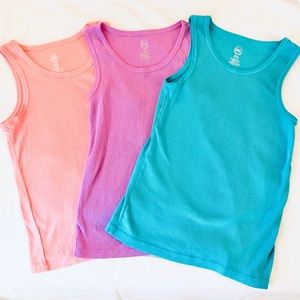 3 Ribbed Tank Tops Girls XL Peach Lavender Teal